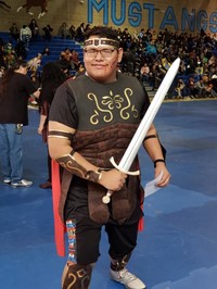 student in halloween costume